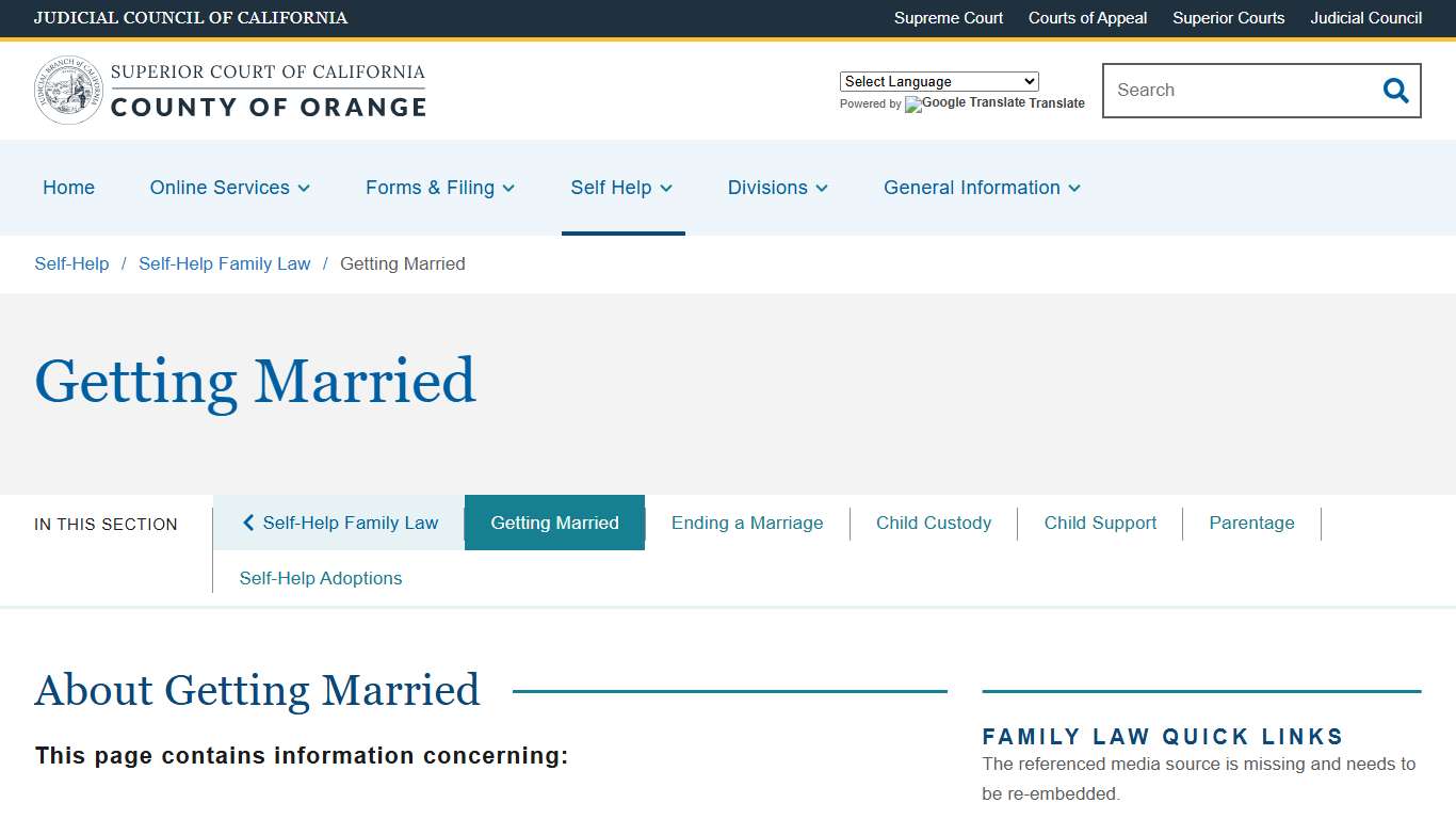 Getting Married | Superior Court of California | County of Orange
